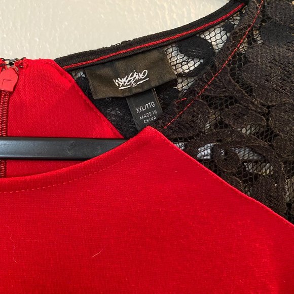 Massimo Fit & Flare Red Dress Black Lace Zipper Accent XXL - Picture 4 of 6